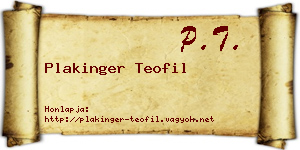 Plakinger Teofil névjegykártya